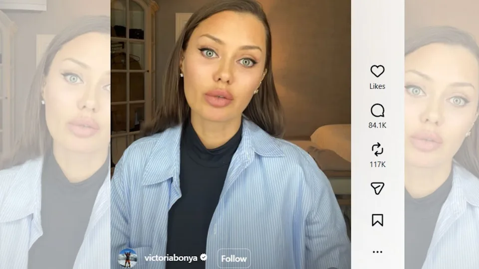 A screenshot from Victoria Bonya's video titled 'an appeal to Vladimir Putin