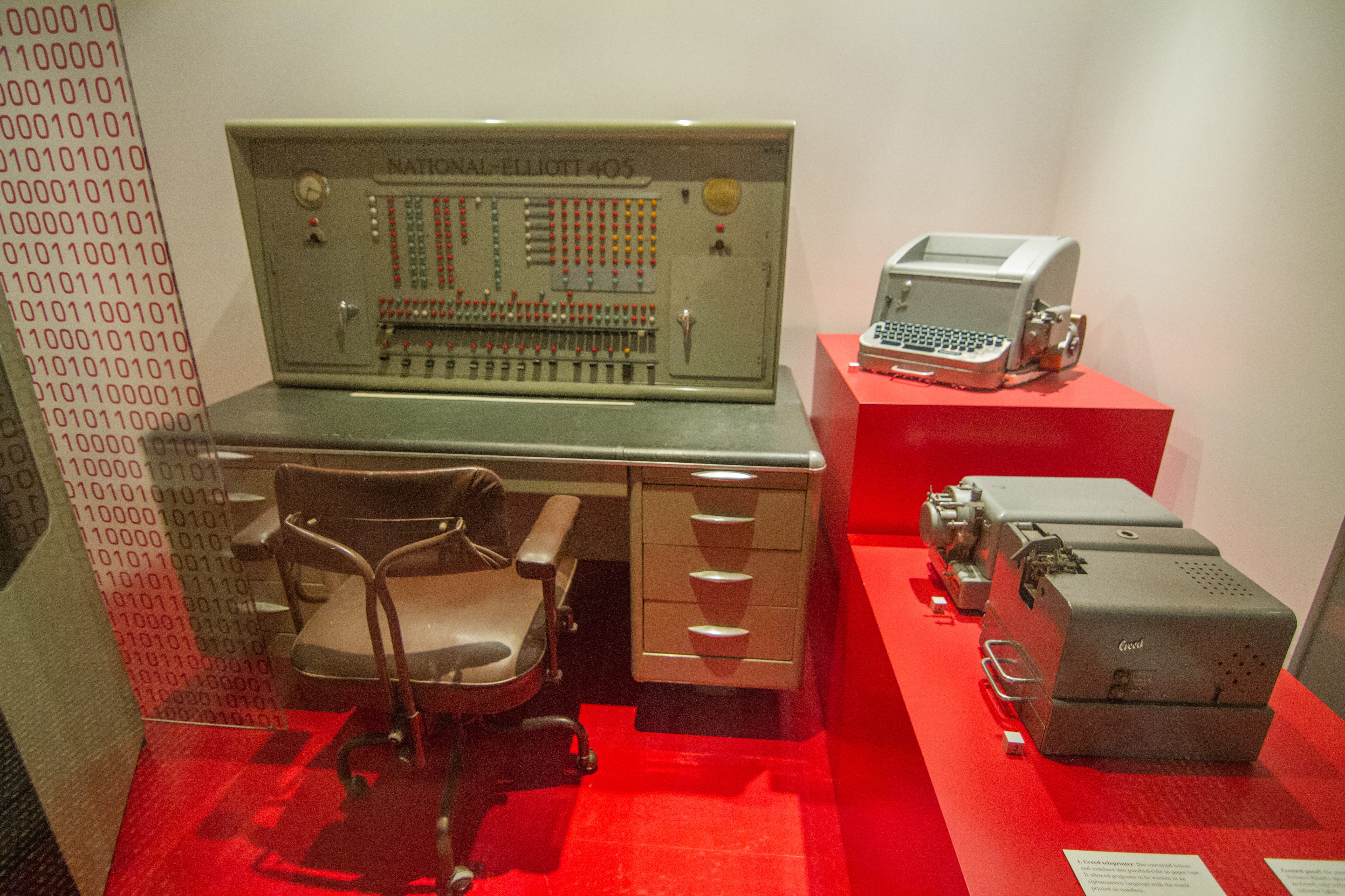 National-Elliott 405 computer system in a museum display, shown here as context for the era Dina St Johnston worked in.